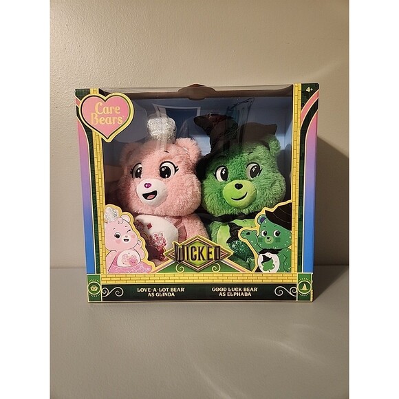 Care Bears x Wicked 2-Pack Glinda Elphaba Bear Limited Edition Pink Green - Picture 1 of 9